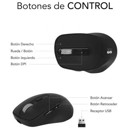 Subblim Comfort Ergo Dual Ratón Ergonómico Inalámbrico Negro Subblim Comfort Ergo Dual Ratón Ergonómico Inalámbrico Negro